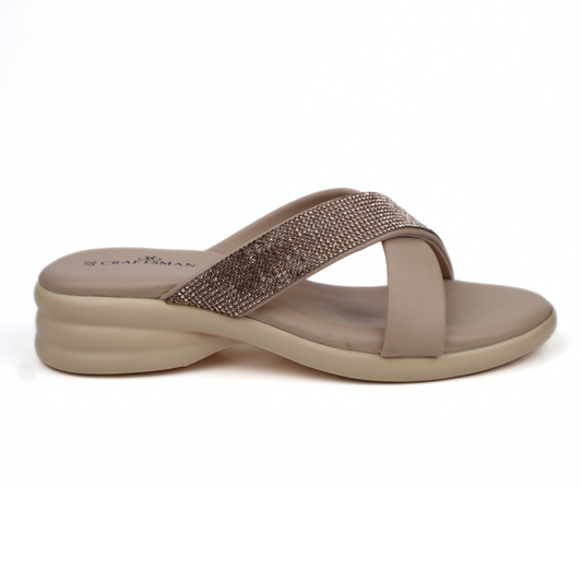 CRAFTSMAN WOMENS WEDGE SLIP ON SANDALS